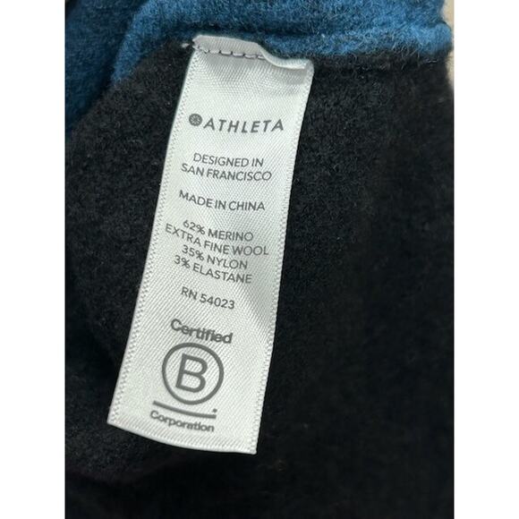 Athleta Womens Sweater Colorblock Turtleneck Merino Wool Blue Black Size XS‎ - Picture 5 of 9